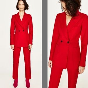 zara red suit ladies 